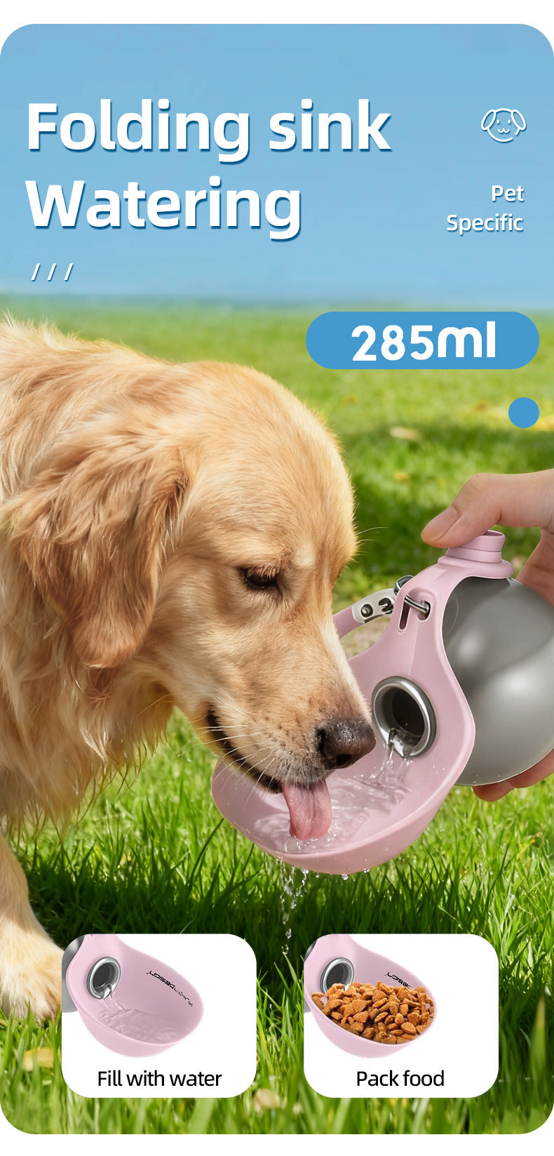 The AquaPup™ - 2-in-1 Foldable Pet Flask